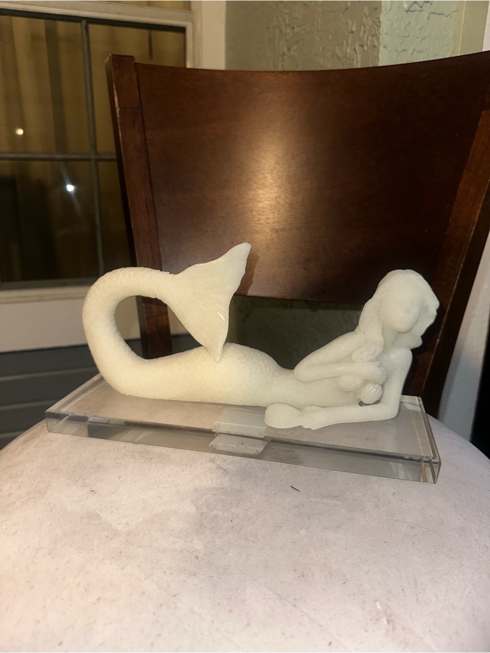 White Mermaid Sculpture Decorative Figurine - Home Art
